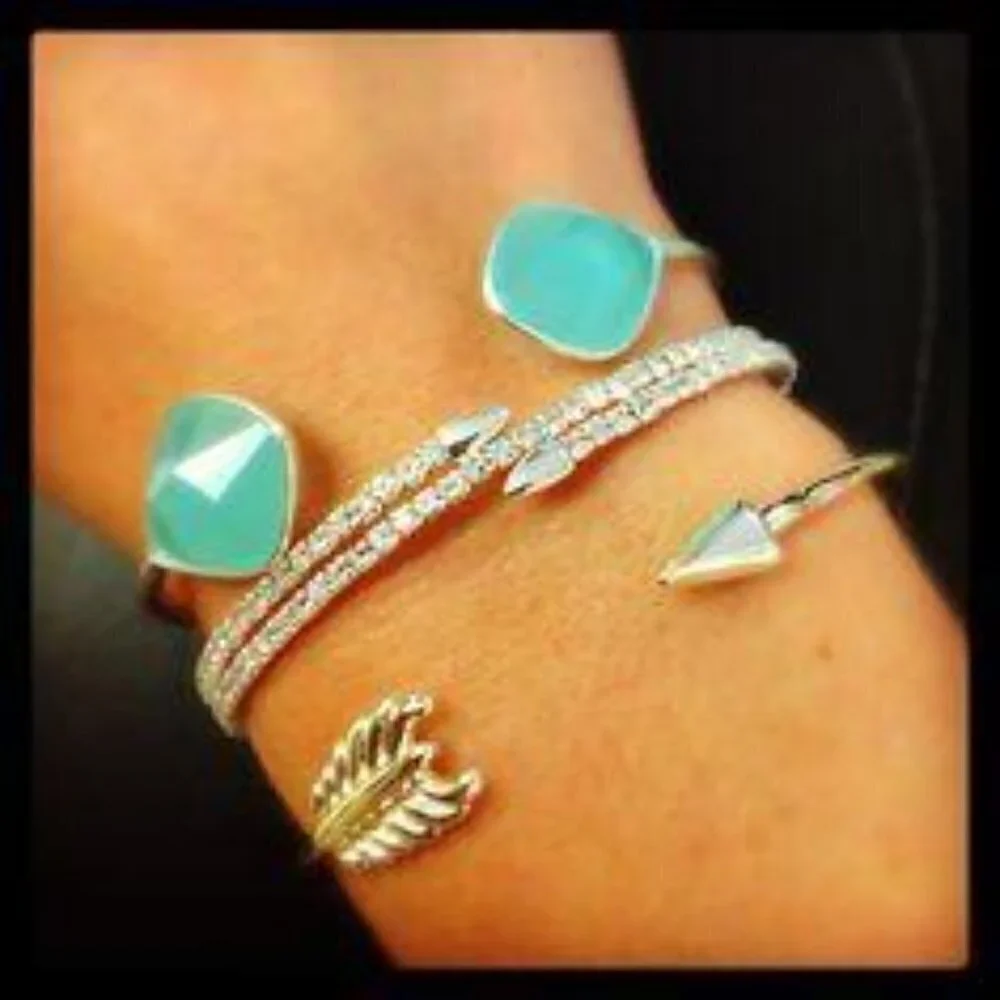 💜 Stella & Dot Aqua Serenity Stone Cuff Bracelet